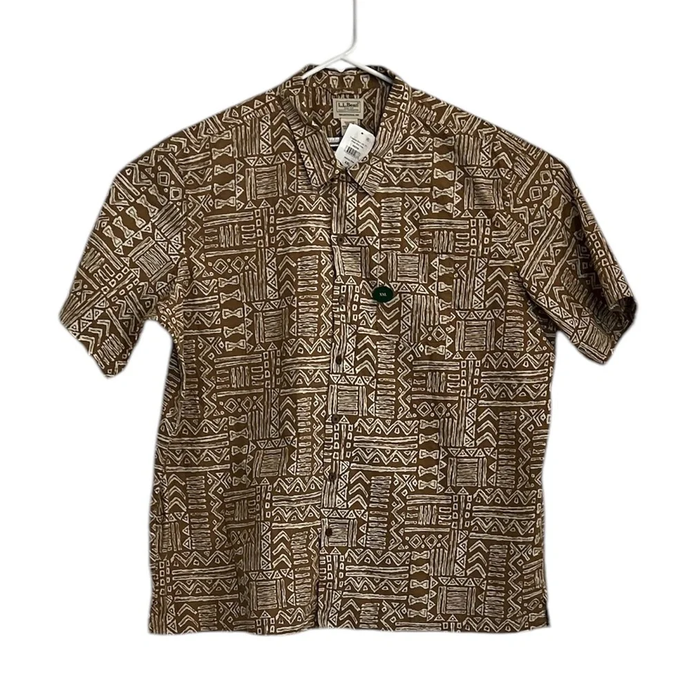 L.L. Bean Men’s Tropics Walnut Geo Hawaiian Aztec Mayan Size XXL NWT - Picture 3 of 8